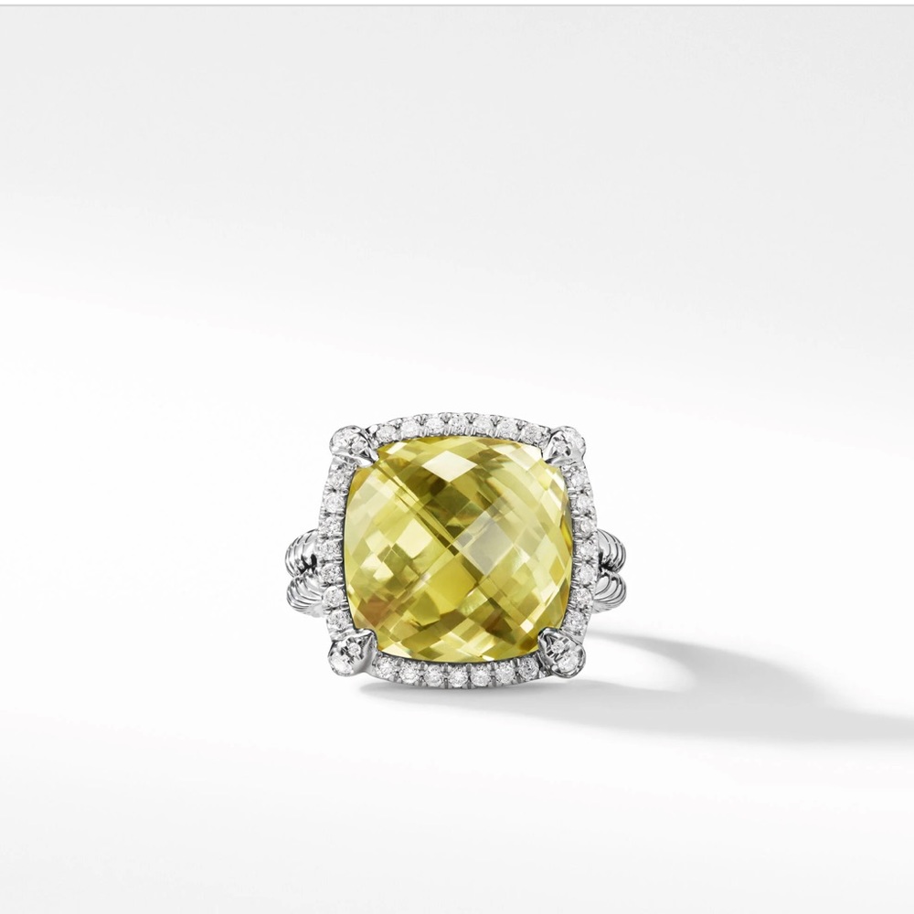 DAVID YURMAN Pavé Bezel Ring in Sterling Silver with Lemon Citrine and Diamonds